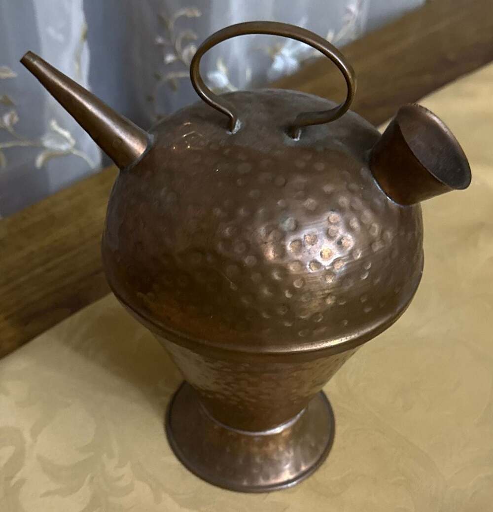 Tinned Copper Hand-Hammered Teapot with Flared Rim - Picture 3 of 3